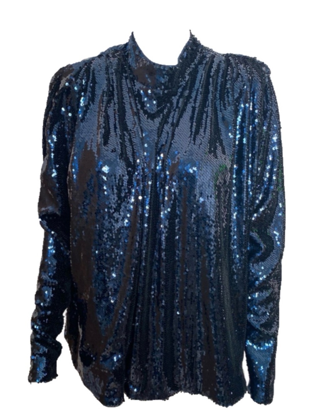 NWT ASOS Navy Sequin Long-Sleeve Women’s blouse